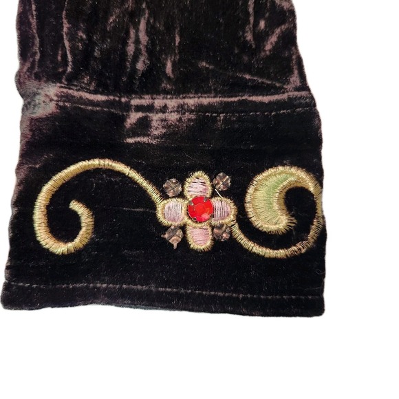 Roper Fancy Western Shirt XL Black Velvet Embroidered Rhinestone Pearl Snap - Picture 8 of 10